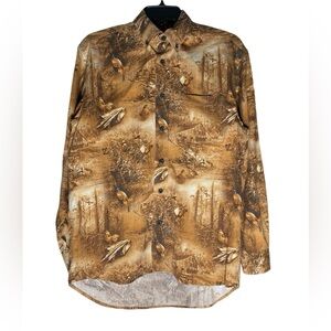 RedHead Button down shirt Mens Medium Wild Turkey Woods Outdoor Fall Autumn AOP